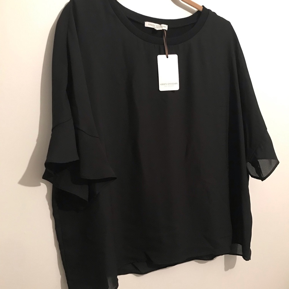 🆕Black Green Envelope flowy top